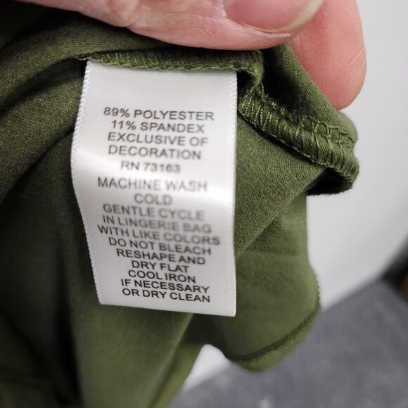 Melissa Peige Womens BOHO Top Large Olive Green Flared Lace Sleeve Casual New - Picture 6 of 7